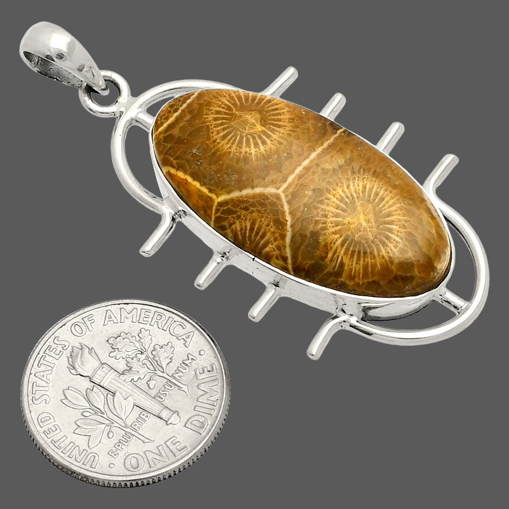 Natural Flower Fossil Coral Pendant P-1271 SDP148337