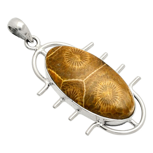 Natural Flower Fossil Coral Pendant P-1271 SDP148337
