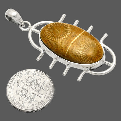 Natural Flower Fossil Coral Pendant P-1271 SDP148344