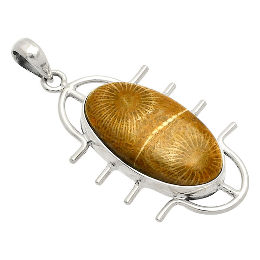 Natural Flower Fossil Coral Pendant P-1271 SDP148344