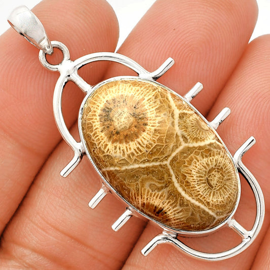Natural Flower Fossil Coral Pendant P-1271 SDP148368