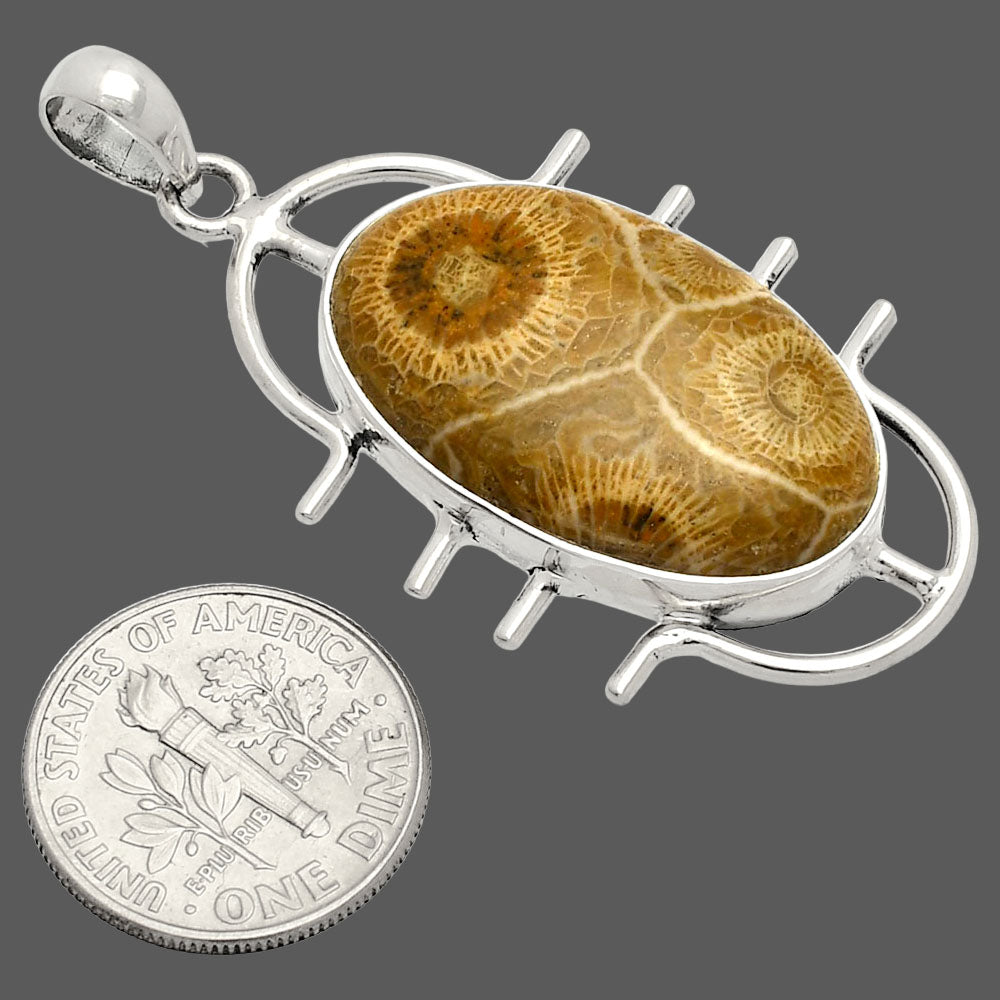 Natural Flower Fossil Coral Pendant P-1271 SDP148368