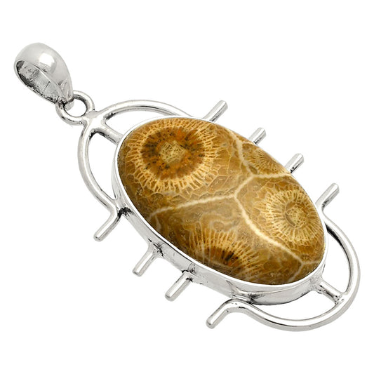 Natural Flower Fossil Coral Pendant P-1271 SDP148368