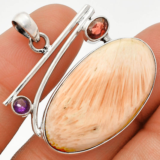 Orange Scolecite, Garnet & Amethyst Pendant P-1286 SDP148380