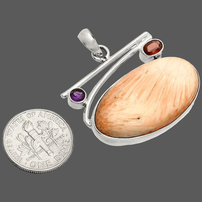 Orange Scolecite, Garnet & Amethyst Pendant P-1286 SDP148380