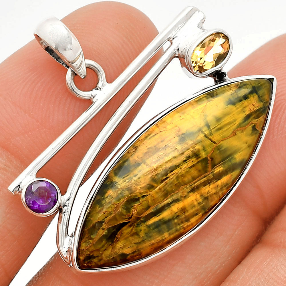 Natural Nellite, Citrine & Amethyst Pendant P-1286 SDP148386