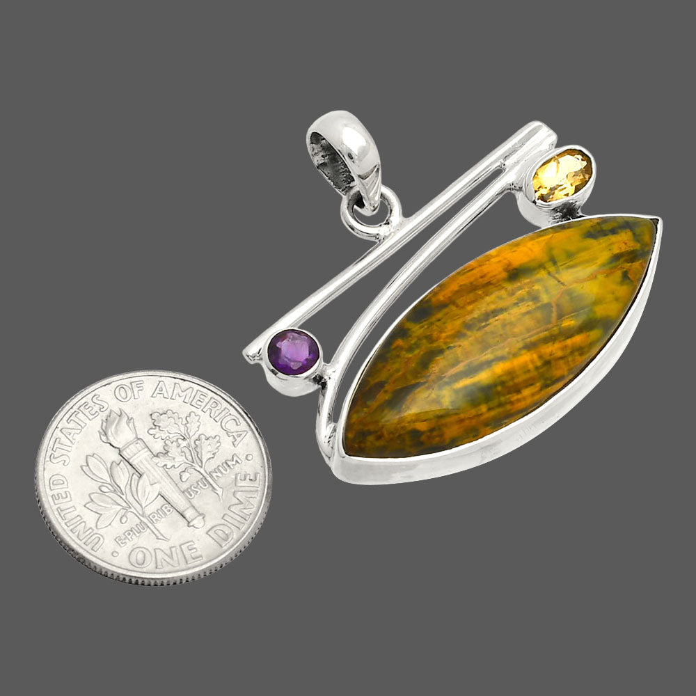 Natural Nellite, Citrine & Amethyst Pendant P-1286 SDP148386