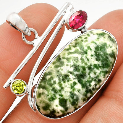 Natural Dioptase, Garnet & Peridot Pendant P-1286 SDP148389