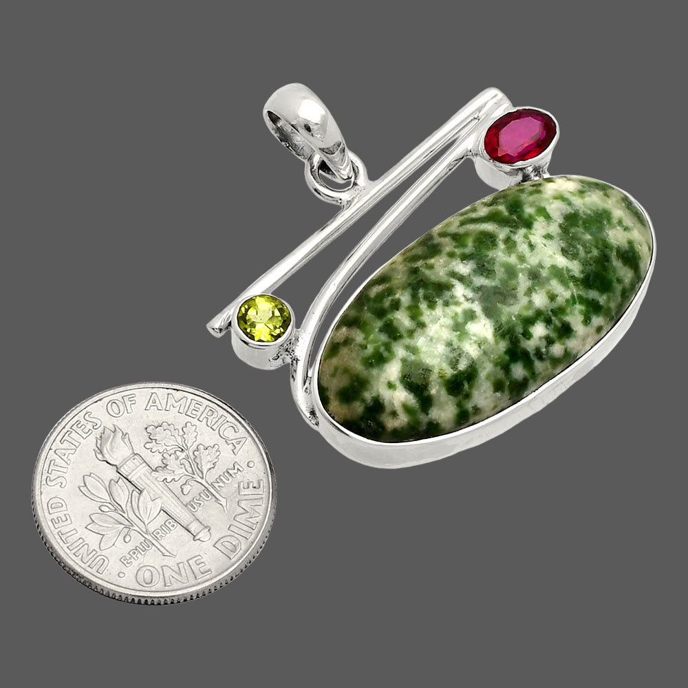 Natural Dioptase, Garnet & Peridot Pendant P-1286 SDP148389