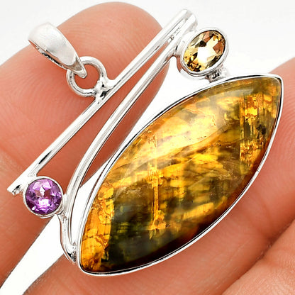 Natural Nellite, Citrine & Amethyst Pendant P-1286 SDP148395