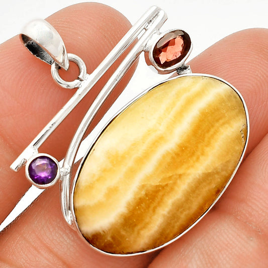 Honey Aragonite, Garnet & Amethyst Pendant P-1286 SDP148410