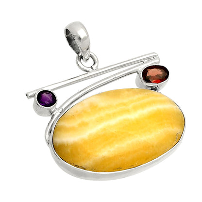 Honey Aragonite, Garnet & Amethyst Pendant P-1286 SDP148410