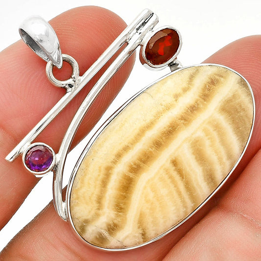 Honey Aragonite, Garnet & Amethyst Pendant P-1286 SDP148415