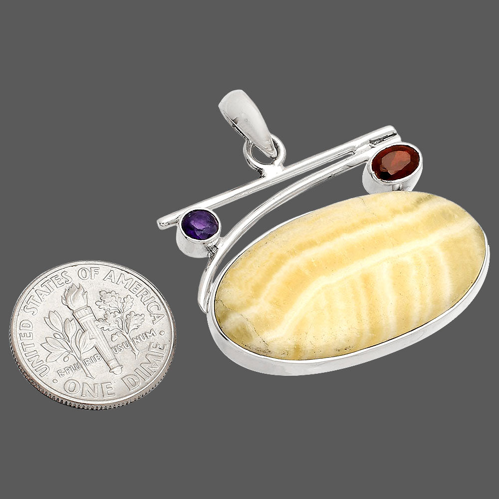 Honey Aragonite, Garnet & Amethyst Pendant P-1286 SDP148415