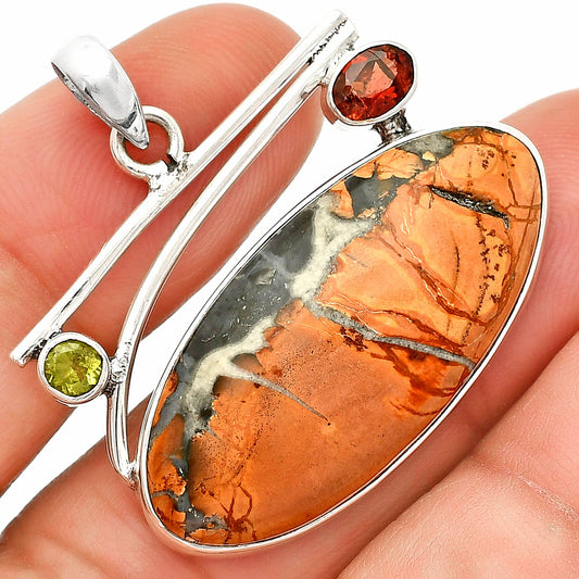 Maligano Jasper, Garnet & Peridot Pendant P-1286 SDP148416