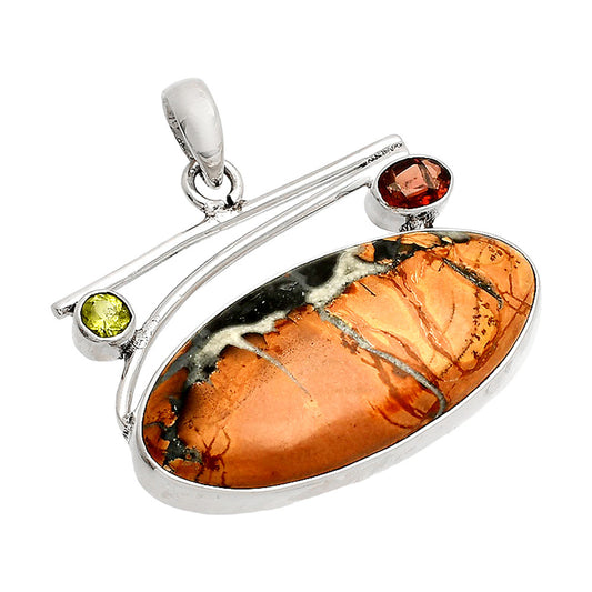 Maligano Jasper, Garnet & Peridot Pendant P-1286 SDP148416