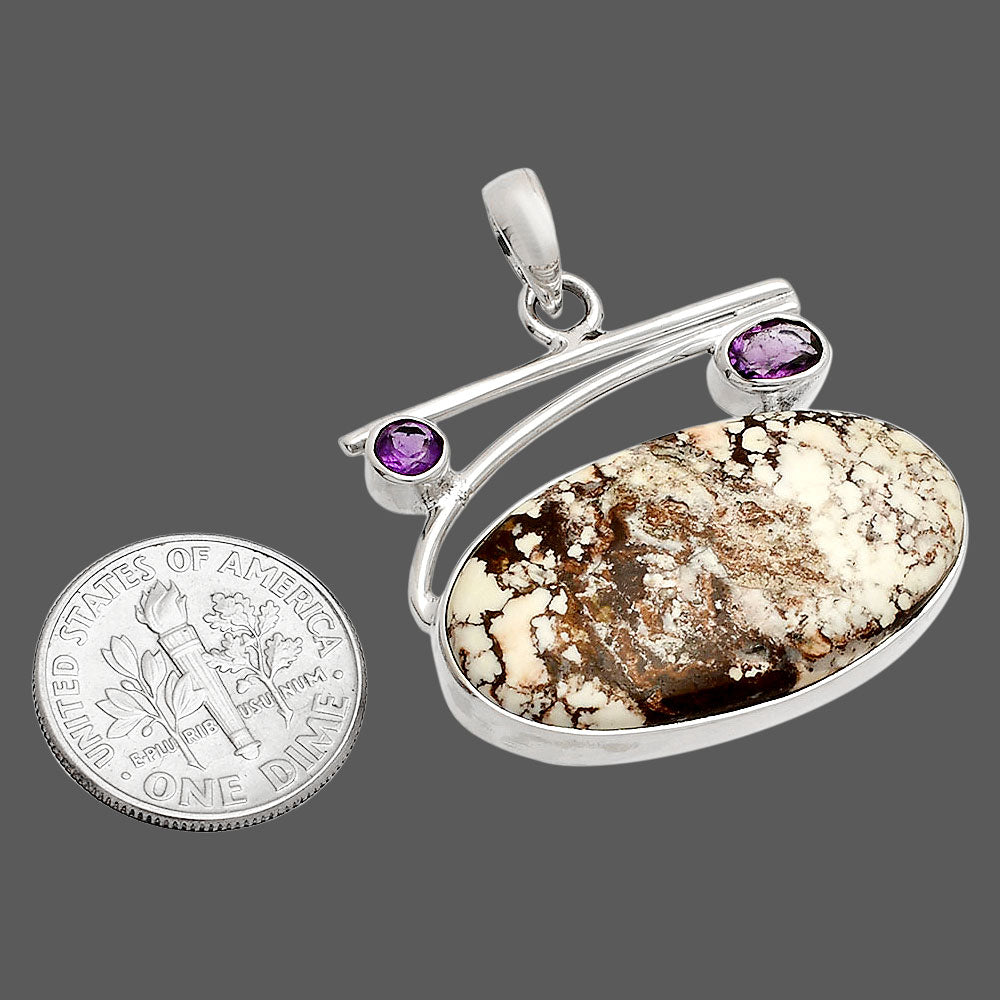 Natural Wild Horse Jasper & Amethyst Pendant P-1286 SDP148417
