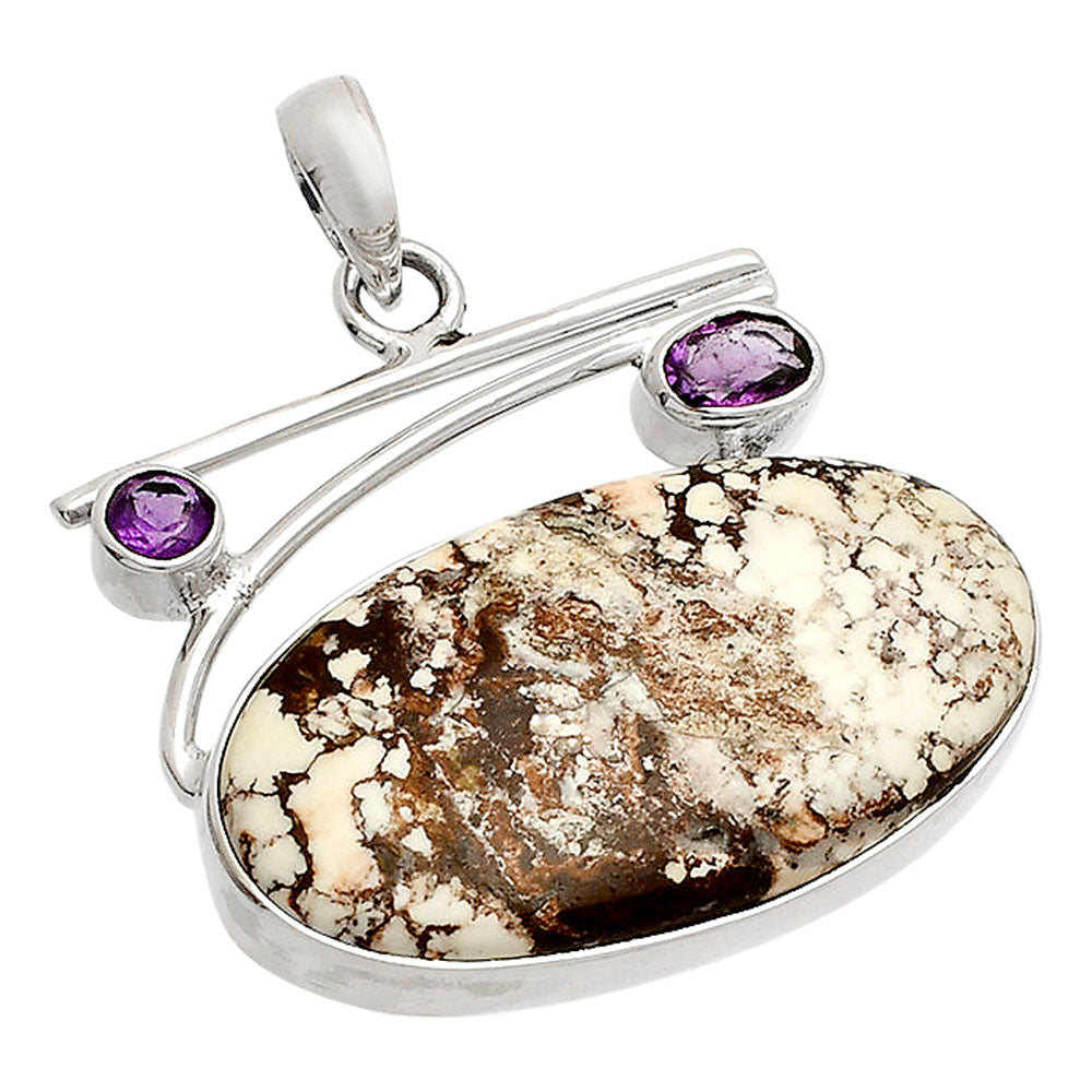 Natural Wild Horse Jasper & Amethyst Pendant P-1286 SDP148417