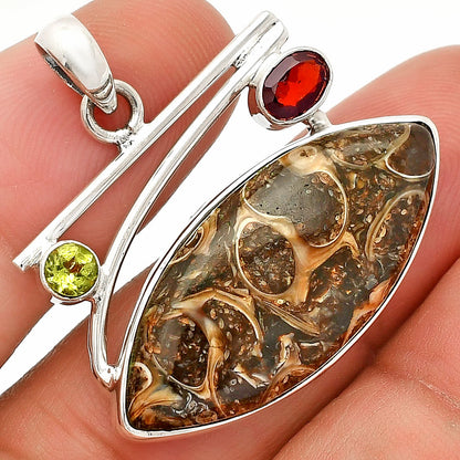 Turtella Jasper, Garnet & Peridot Pendant P-1286 SDP148418