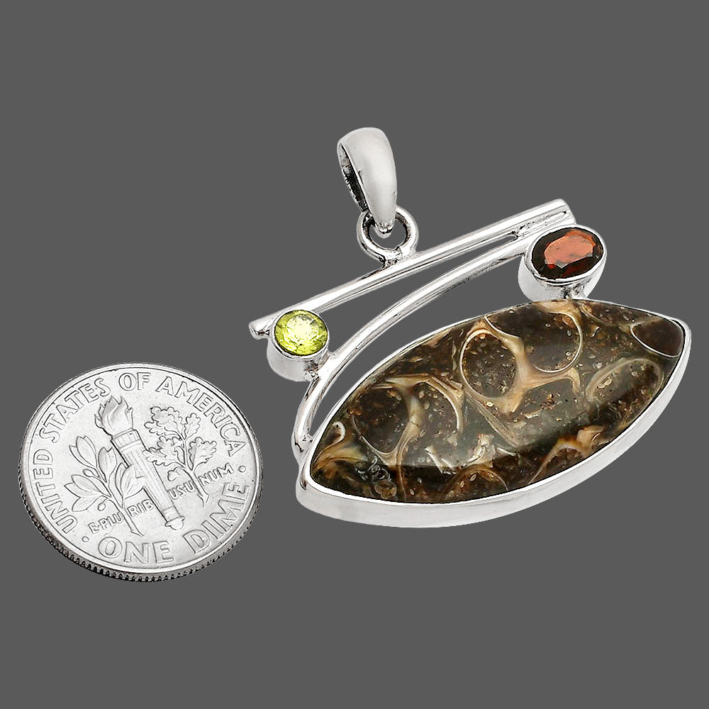 Turtella Jasper, Garnet & Peridot Pendant P-1286 SDP148418