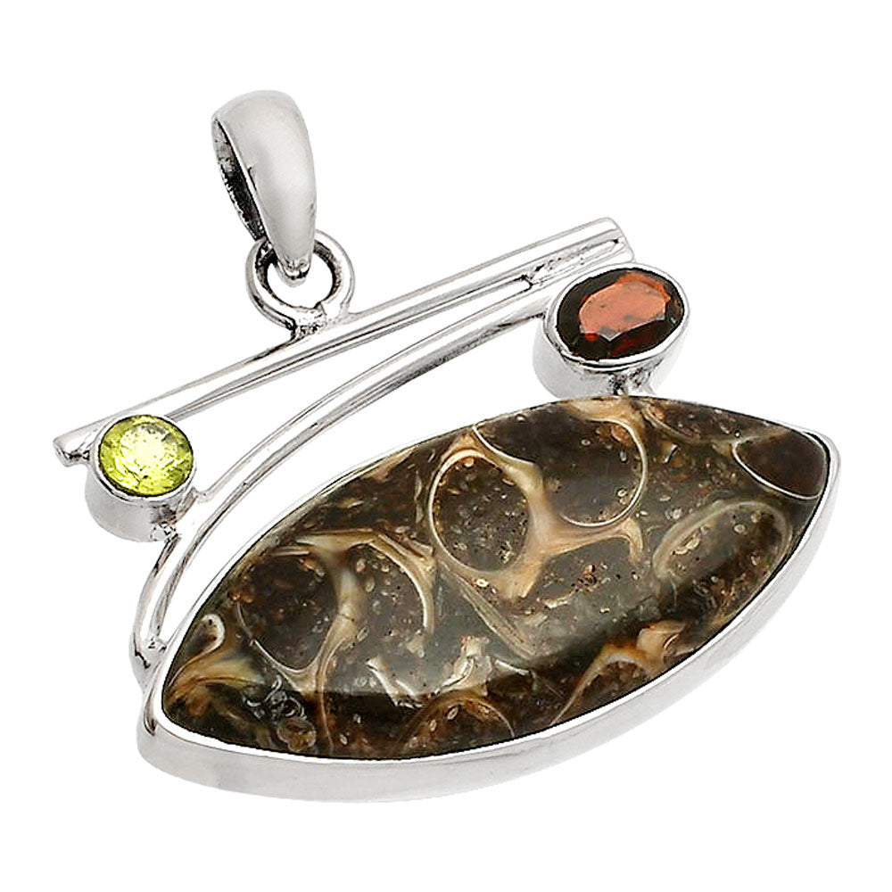 Turtella Jasper, Garnet & Peridot Pendant P-1286 SDP148418