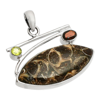 Turtella Jasper, Garnet & Peridot Pendant P-1286 SDP148418