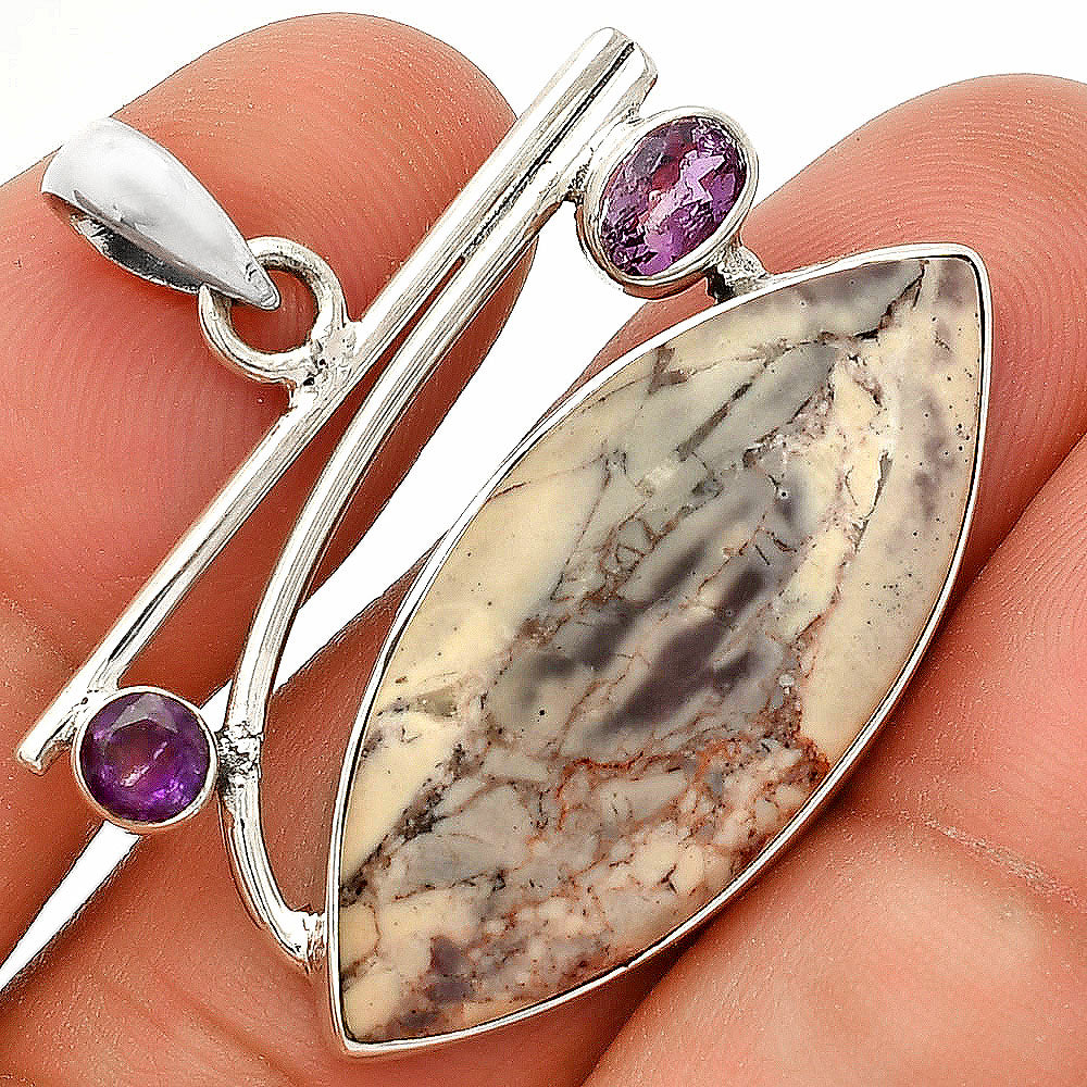 Natural Porcelain Jasper & Amethyst Pendant P-1286 SDP148425