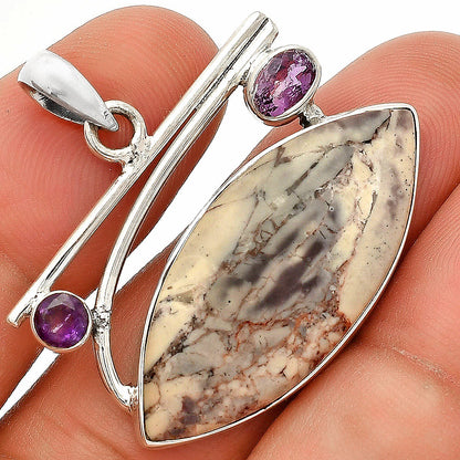 Natural Porcelain Jasper & Amethyst Pendant P-1286 SDP148425
