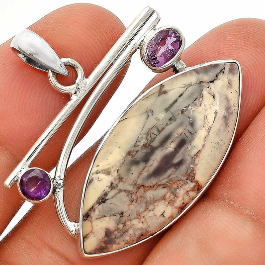 Natural Porcelain Jasper & Amethyst Pendant P-1286 SDP148425
