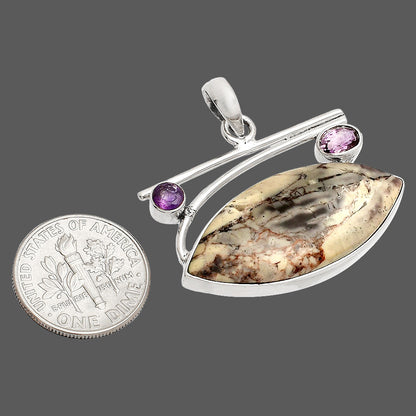 Natural Porcelain Jasper & Amethyst Pendant P-1286 SDP148425