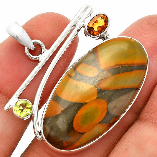 Bamboo Jasper, Citrine & Peridot Pendant P-1286 SDP148427