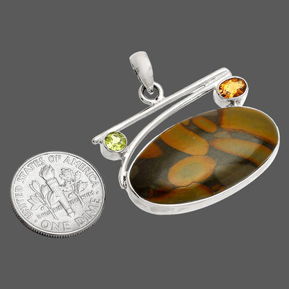 Bamboo Jasper, Citrine & Peridot Pendant P-1286 SDP148427