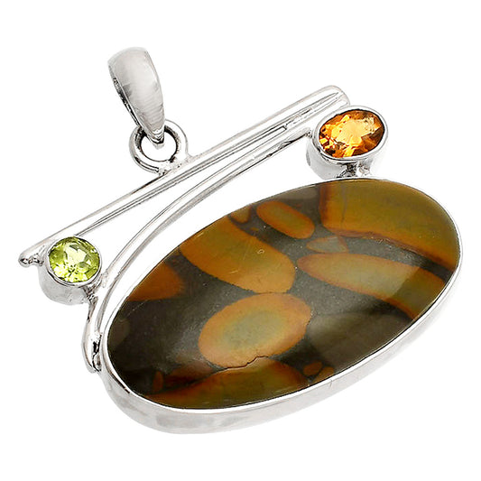 Bamboo Jasper, Citrine & Peridot Pendant P-1286 SDP148427