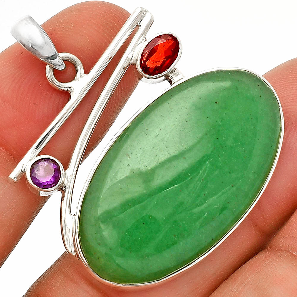 Green Aventurine, Garnet & Amethyst Pendant P-1286 SDP148433
