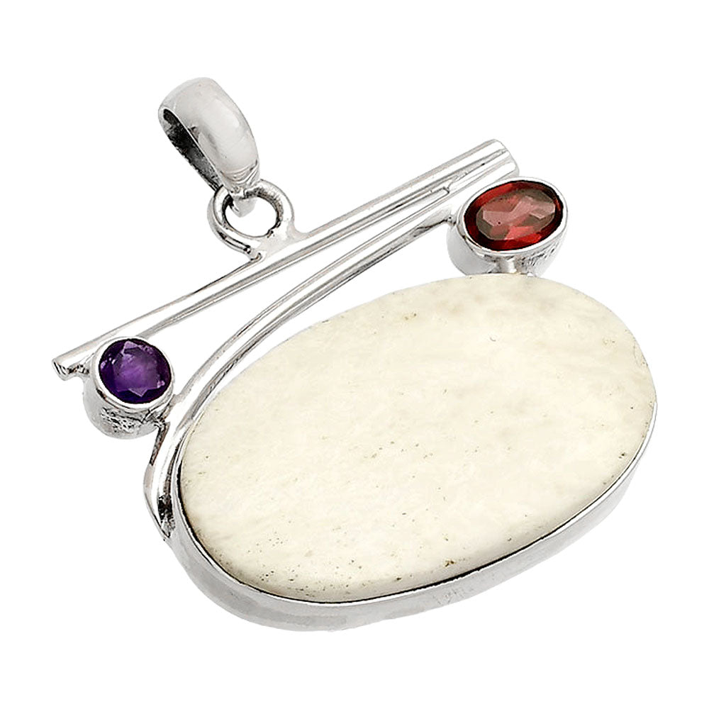 White Scolecite, Garnet & Amethyst Pendant P-1286 SDP148435