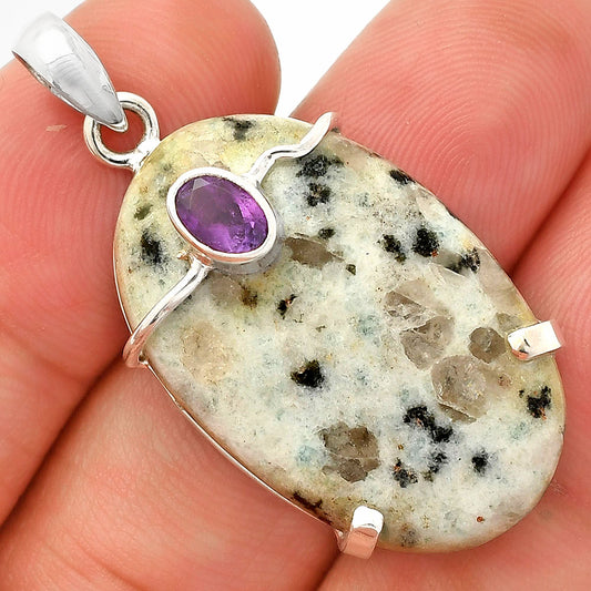 Natural Sesame Jasper & Amethyst Pendant P-1386 SDP148443