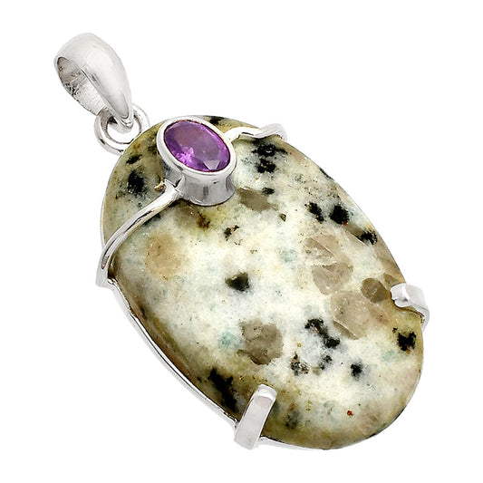 Natural Sesame Jasper & Amethyst Pendant P-1386 SDP148443