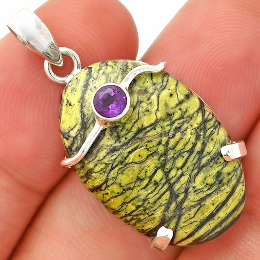 Natural Chrysotile & Amethyst Pendant P-1386 SDP148452