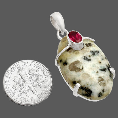 Natural Sesame Jasper & Ruby Pendant P-1386 SDP148464