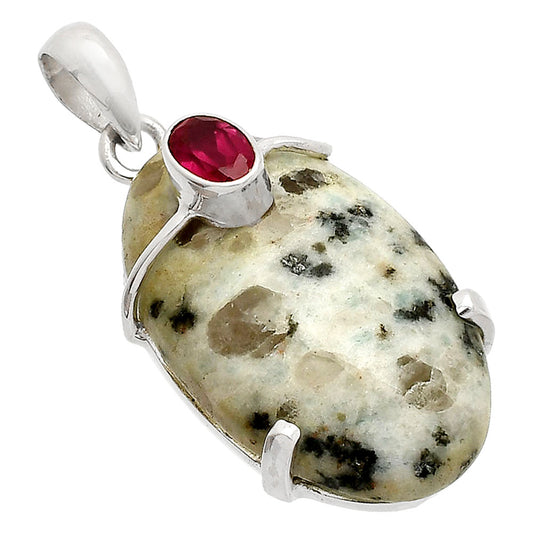 Natural Sesame Jasper & Ruby Pendant P-1386 SDP148464