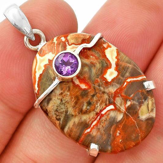 Rosetta Picture Jasper & Amethyst Pendant P-1386 SDP148465