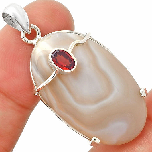 Natural Banded Onyx & Garnet Pendant P-1386 SDP148466