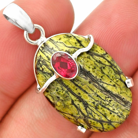 Natural Chrysotile & Garnet Pendant P-1386 SDP148469