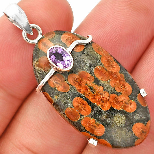 Natural Peanut Obsidian & Amethyst Pendant P-1386 SDP148471