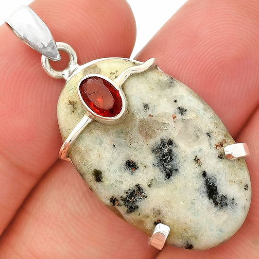 Natural Sesame Jasper & Garnet Pendant P-1386 SDP148474