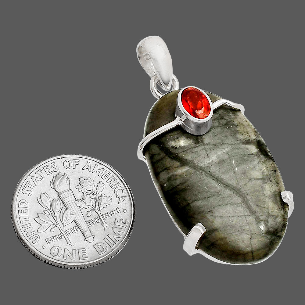 Natural Picasso Jasper & Garnet Pendant P-1386 SDP148485