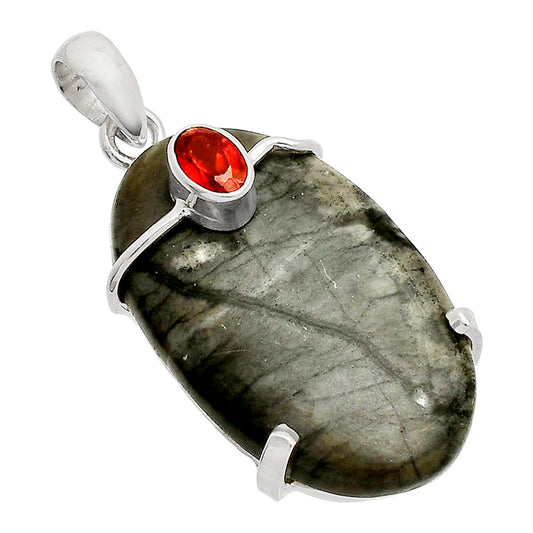 Natural Picasso Jasper & Garnet Pendant P-1386 SDP148485