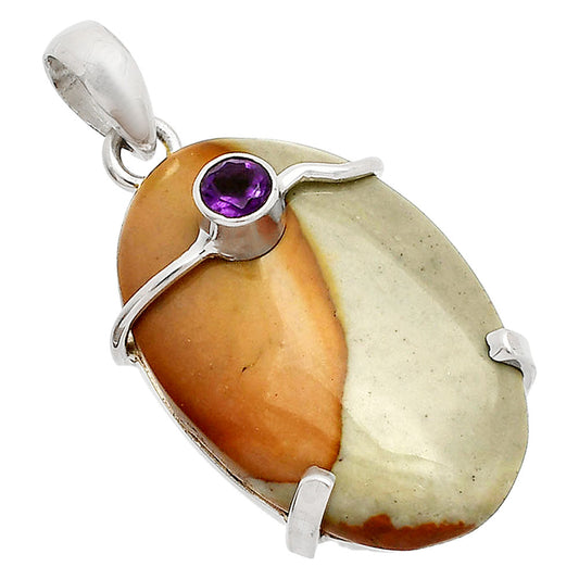 Natural Polygram Jasper & Amethyst Pendant P-1386 SDP148486