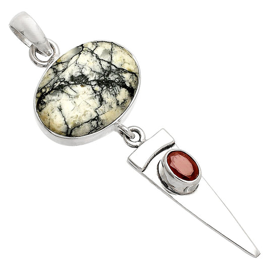 Natural Pinolith Stone & Garnet Pendant P-1474 SDP148494