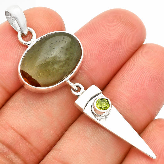 Natural Polygram Jasper & Peridot Pendant P-1474 SDP148503